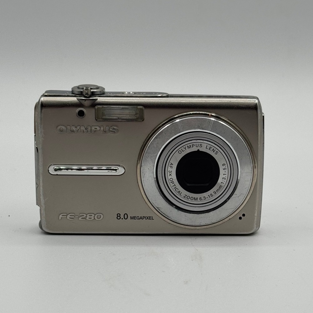 Olympus FE-280 Silver 8.0MP Digital Camera 3x Optical Zoom Vintage Digicam AS-IS